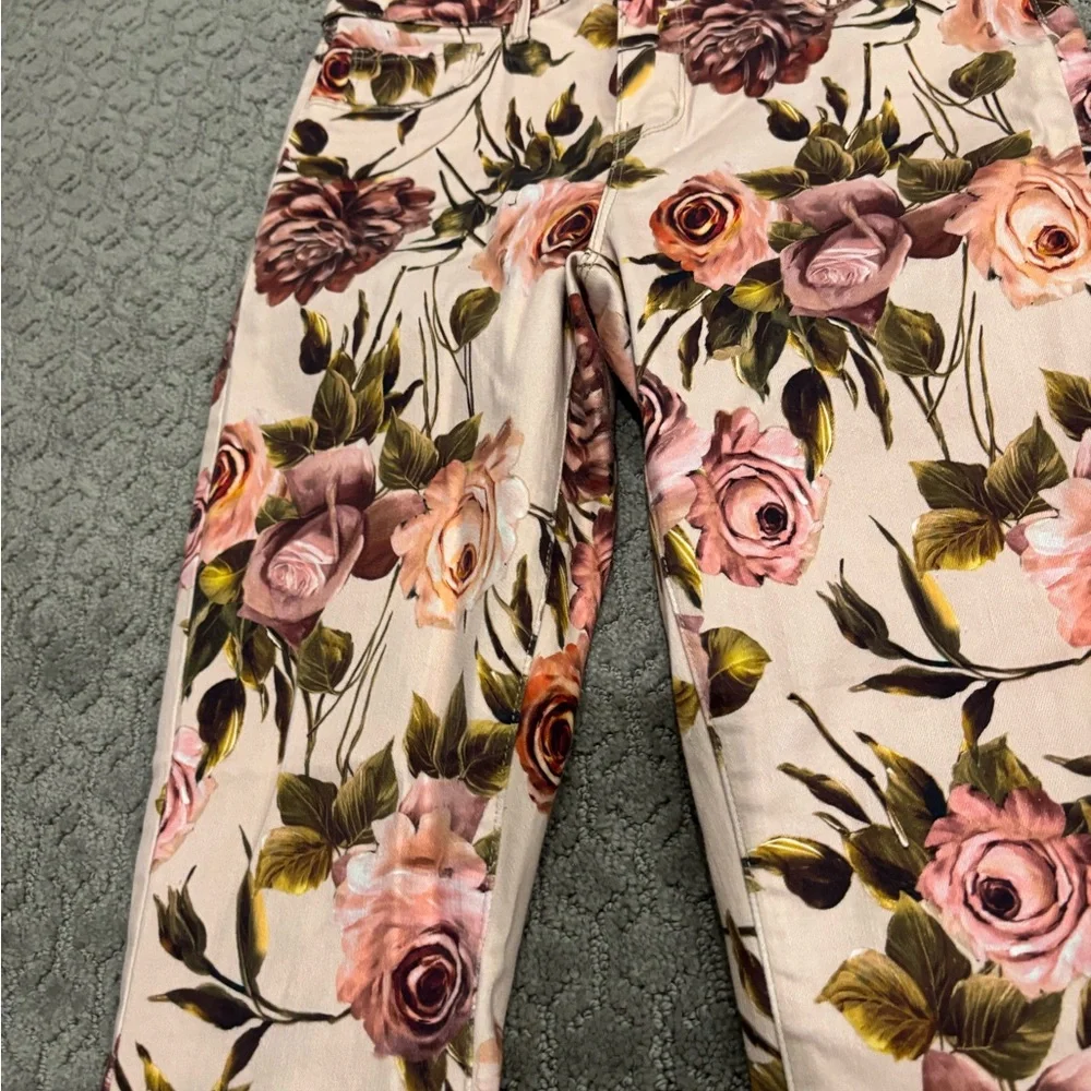 L'AGENCE Cream/Pink Floral Margot High Rise Skinny Ankle Jean Sz 28 EUC - Picture 7 of 11